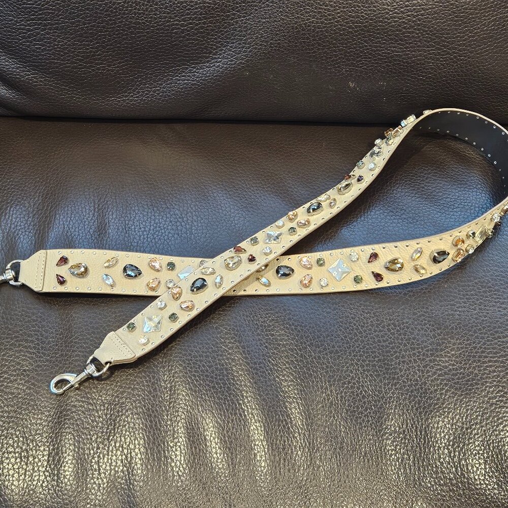 Multi Color Rhinestone Leather Strap - Picture 2 of 15
